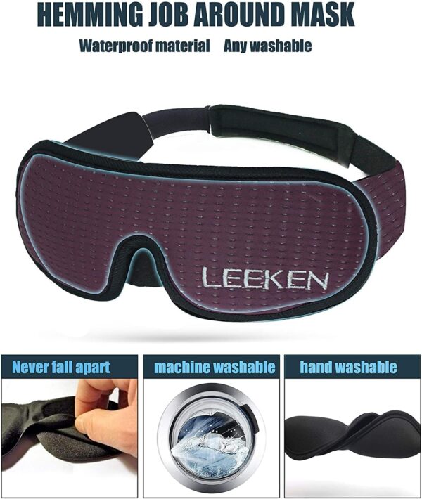 LEEKEN 3D-Schlafmaske – 100 % Lichtblockierung, Schlafmaske für Männer und Frauen, cooler Sportstoff, Augenschutz für Reisen/Nickerchen/Nachtschlafen, bequem und atmungsaktiv, Netzgrau – Bild 5