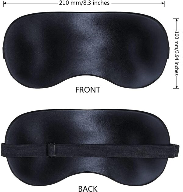 Schlafmaske Seide Augenmaske, 2 Pack 100% Hautfreundlich Seide Schlafmaske Frauen und Herren mit Verstellbarem Gummiband und Ohrstöpseln, Nachtmaske Ideal für Schlaf zu Hause und Auf Reisen – Bild 8