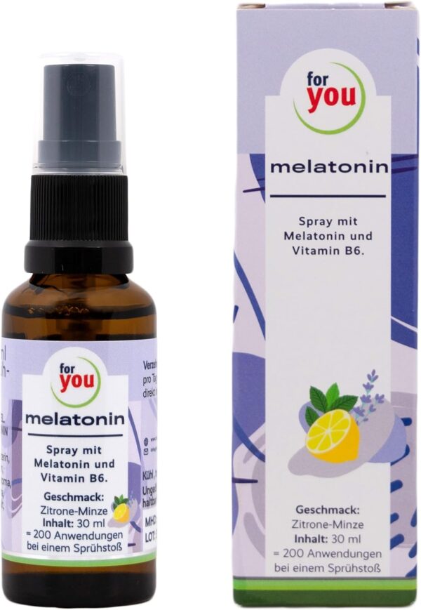 for you Melatonin Spray - Einschlafspray Alternative - Hochdosiert mit reinem Melatonin (0,5mg pro Stoß) - 200 Tage Vorrat - Melatonin Spray hochdosiert mit Lavendel ohne Alkohol - vegan, 30 ml