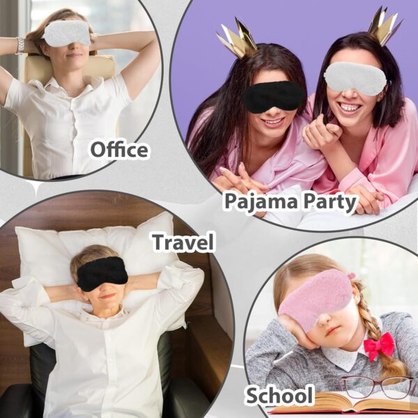 Qianyu 3 Stück Plüsch-Schlaf-Augenmasken Weich Flauschig Bequemer Verdunklungs Schlafmaske Nickerchen Schlafen Süße Schlaf-Augenbinde für Frauen, Männer, Reisen – Bild 5