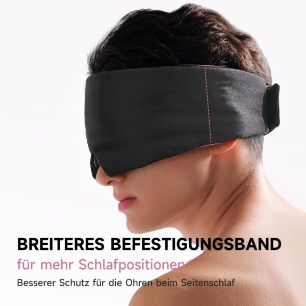 Umisleep Weiche Schlafmaske, Verbesserte 3D-Nasenpads, Atmungsaktive Augenmaske mit breitem Kopfband, Verstellbarer für Herren und Frauen (Schwarz) – Bild 4