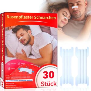 Nasenpflaster Schnarchen,30 Stück Nasenstrips Transparent Nasenpflaster Besser Atmen Nose Strips Lindern Eine Verstopfte Nase Aufgrund Schnupfen, Allergien,Nasal Strips für Schlaf Und Sport