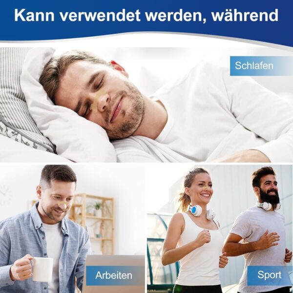 MYMULIKE Nasenpflaster Schnarchen, 100 Stück Nasenpflaster Besser Atmen, Anti Schnarch Nasenpflaster für Sport und Schlaf, Lindert Verstopfte Nase Aufgrund von Erkältungen, Allergien – Bild 5