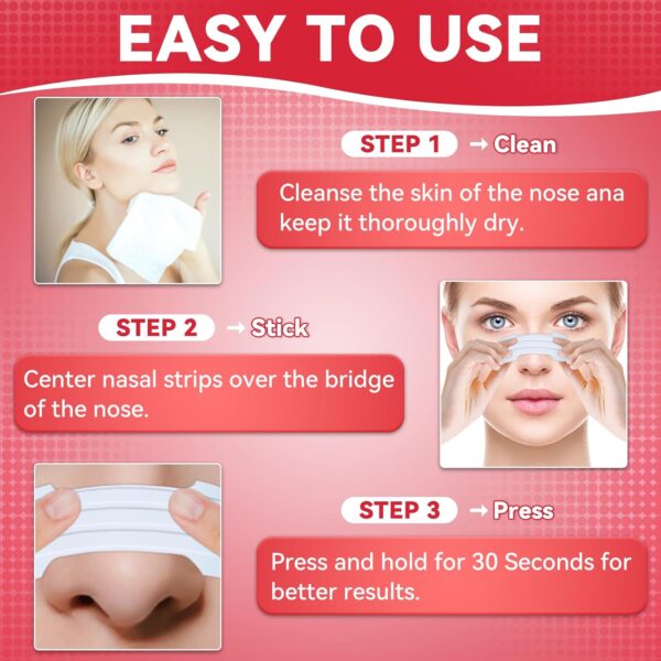 Nasenpflaster Schnarchen,30 Stück Nasenstrips Transparent Nasenpflaster Besser Atmen Nose Strips Lindern Eine Verstopfte Nase Aufgrund Schnupfen, Allergien,Nasal Strips für Schlaf Und Sport – Bild 6