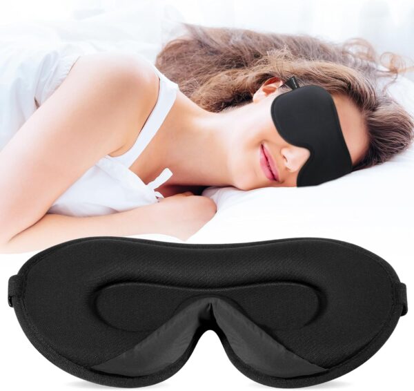 Sommer Atmungsaktive 3D Schlafmaske, Boniesun 2024 Schlafmaske für Seitenschläfer, Vollständige Lichtblockierung Augenmaske für Männer & Frauen, ohne die Wimpern zu berühren