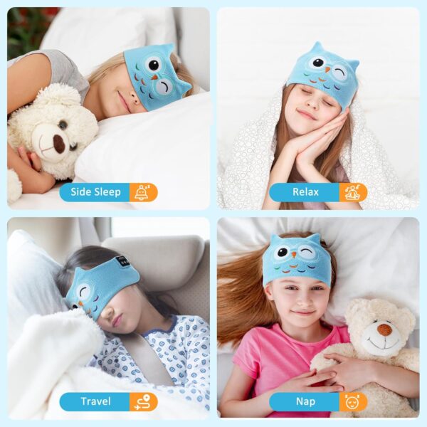 Luckits Kinder Stirnband Kopfhörer Bluetooth Augenmaske Kopfhörer Kabellose Schlafmusik Augenmaske mit HD-Stereo-Lautsprecher Schlafkopfhörer Stirnband für Mädchen Jungen Nickerchen Schlafen (blue) – Bild 7