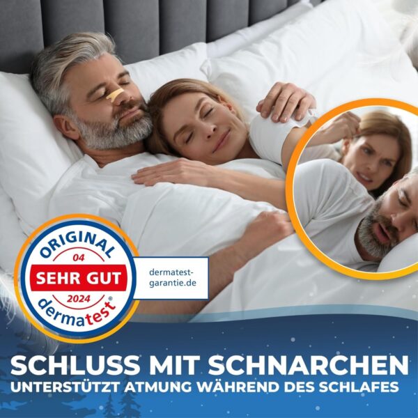 Schutzblick® Nasenpflaster Schnarchen - 60er Set Nasen Stripes zum Schlafen - Effektive Nasen Strips für besseres Atmen - Nose Strips für besseren Schlafkomfort - Nasenpflaster besser atmen – Bild 3