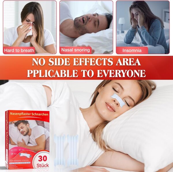 Nasenpflaster Schnarchen,30 Stück Nasenstrips Transparent Nasenpflaster Besser Atmen Nose Strips Lindern Eine Verstopfte Nase Aufgrund Schnupfen, Allergien,Nasal Strips für Schlaf Und Sport – Bild 4