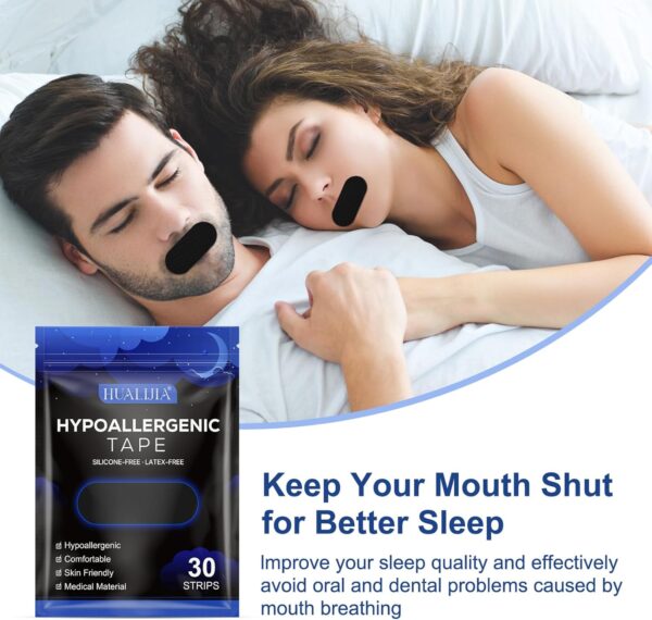 Mundpflaster Schlafen, Mouth Tape for sleeping, 30 Stück Mundpflaster gegen Schnarchen mit Starkem Halt auch, Atmungsaktive Schnarchstopper-Pflaster, Hautfreundlich & Schmerzfrei Entfernbar – Bild 8