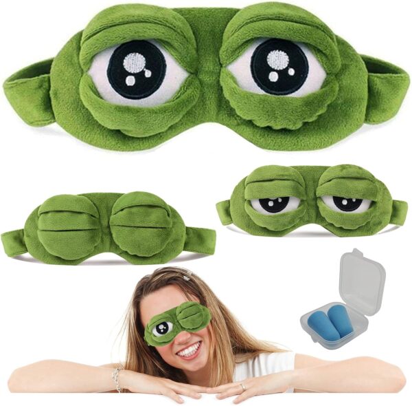 SwirlColor Schlafmaske Augenbinde Augenklappe Kreative Cartoon Frosch Augenmaske Augenabdeckung Flaum Cute Augenmaske (1)