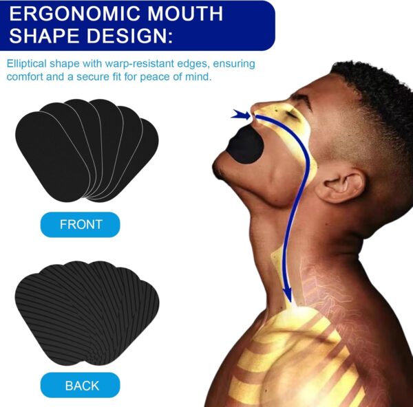 Mundpflaster Schlafen, Mouth Tape for sleeping, 30 Stück Mundpflaster gegen Schnarchen mit Starkem Halt auch, Atmungsaktive Schnarchstopper-Pflaster, Hautfreundlich & Schmerzfrei Entfernbar – Bild 2