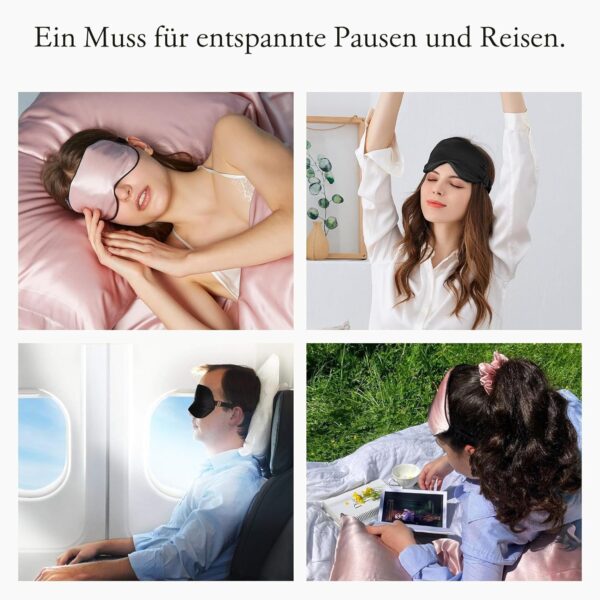 LILYSILK 100% reine Seide Schlafmaske Augenbinde Natürliche Seide gefüllte Augenabdeckung Weiche hautfreundliche Schlafaugenmaske mit verstellbarem Riemen für Frauen und Männer Weinrot – Bild 5