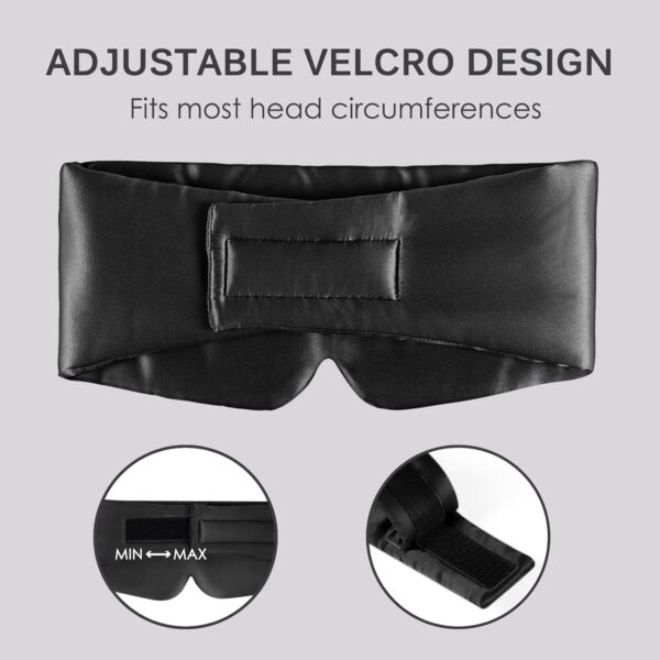 OLESILK 100% Maulbeerseide Schlafmaske Augenmaske mit verstellbarem Kopfband für Herren und Frauen, große Schlafmaske und Augenbinde für Nachtschlaf, Reisen und Nickerchen, Schwarz – Bild 6