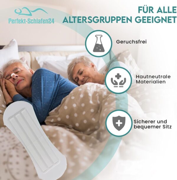 Perfekt-Schlafen24® 30xTransparente Nasenpflaster gegen Schnarchen - Test 2023 [SEHR GUT] - 66x19mm - Anti Schnarch Nasenstrips - Besser schlafen ohne schnarchen & besser atmen - Snoring Nose Strips – Bild 6