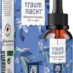 NATURTREU® Traumnacht Melatonin Tropfen 50ml - Alternative zu Melatonin Einschlafspray o. Melatonin Tabletten mit Baldrian, Passionsblume, Zitronenmelisse Einschlafhilfe Erwachsene bei Jetlag