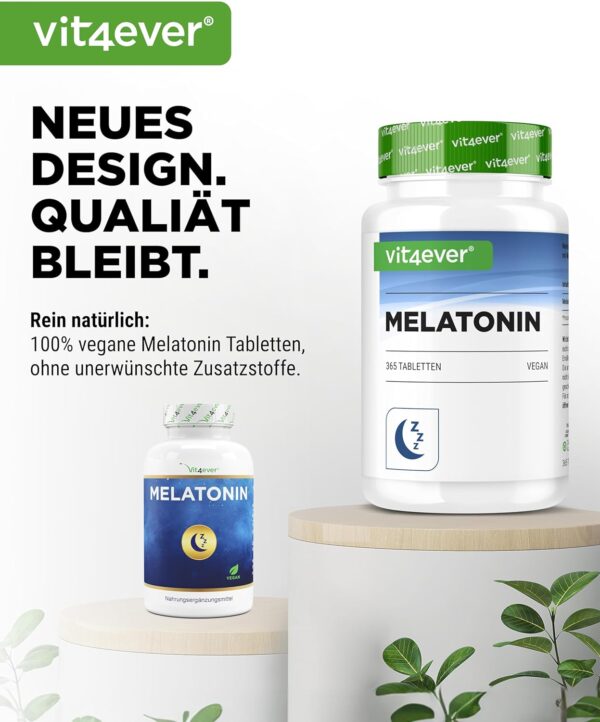 Melatonin - 365 Tabletten - 0,5 mg pro Tagesdosis (1/2 Tablette) - Laborgeprüft - Ohne unerwünschte Zusätze - Hochdosiert - Vegan – Bild 2