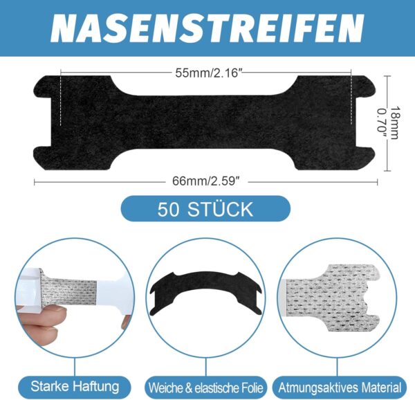 50 Stück Nasenpflaster Schnarchen, Nasenpflaster Besser Atmen, Anti Schnarch Nasenstrips, Nasenpflaster Sport, Anti Schnarch Pflaster Schnarchpflaster, Schnarchstopper, Nasal Strips für Schlaf – Bild 2
