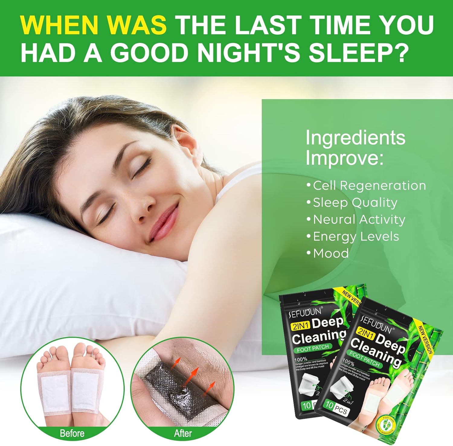 Fußschutz-Pflaster, tief reinigende, effektive Fußpolster, alle natürlichen Inhaltsstoffe für besseren Schlaf und Anti-Stress-Abbau, Ermüdung, steigert die Energie für die Fußpflege – 20 Pads – Bild 9