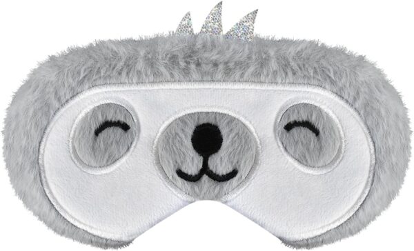VerteLife Schlafmaske, Weiche Flusen Augenmaske Reisen Nickerchen Augenbinde Neuheit Cartoon Schlafen Augenmaske Augenabdeckung für Kinder Erwachsene Jungen und Mädchen (Faultier,Weiß)