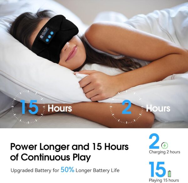Schlafmaske, Seitenschläfer, Schlafmaske mit Kopfhörer Bluetooth, 100% Lichtundurchlässige Augenmaske für Reisen, Nickerchen, Yoga, Meditation für Frauen Herren – Bild 4