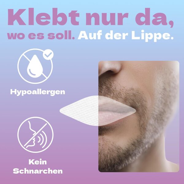 Mouth Tape for sleeping (30 Stück) - anti schnarch Sleep Tape - Innovatives Mund Tape in Lippenform - for Beard – Bild 4