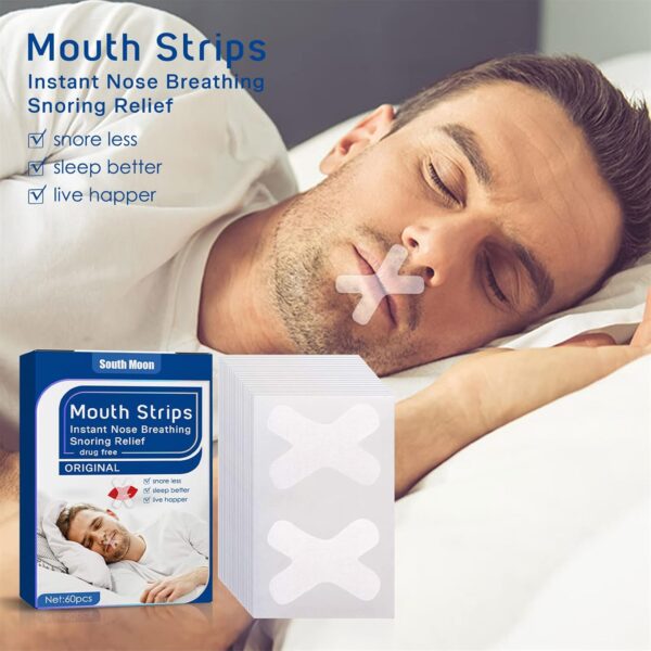 Luckxing X-Shape Sleeptape Mundpflaster 60 Stück Anti Schnarch Pflaster, Hilfsmittel Gegen Schnarchen Und Besser Schlafen - Mouth Tape Für Nasenatmung Und Bessere Sauerstoffversorgung des Blutes – Bild 9