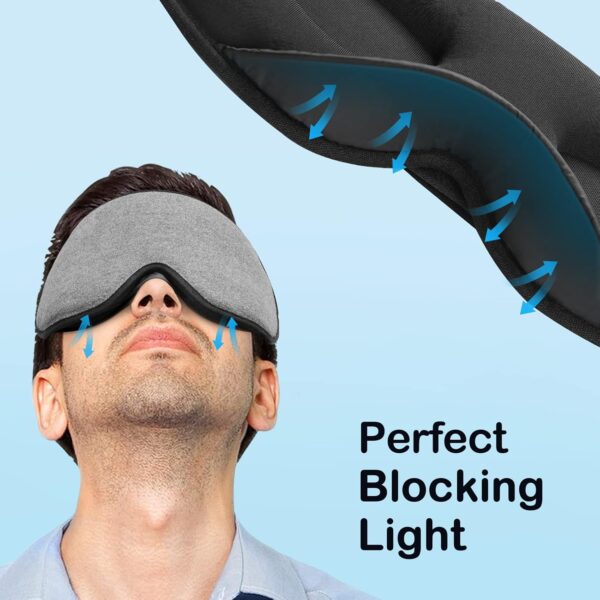 INNELO Schlafmaske für Seitenschläfer, Verbesserte 3D Lichtblockierende, mit Gehörschutz, Ultraweiche und Bequem Augenmaske, Schlafbrille mit klettverschluss für Frauen,Herren – Bild 5