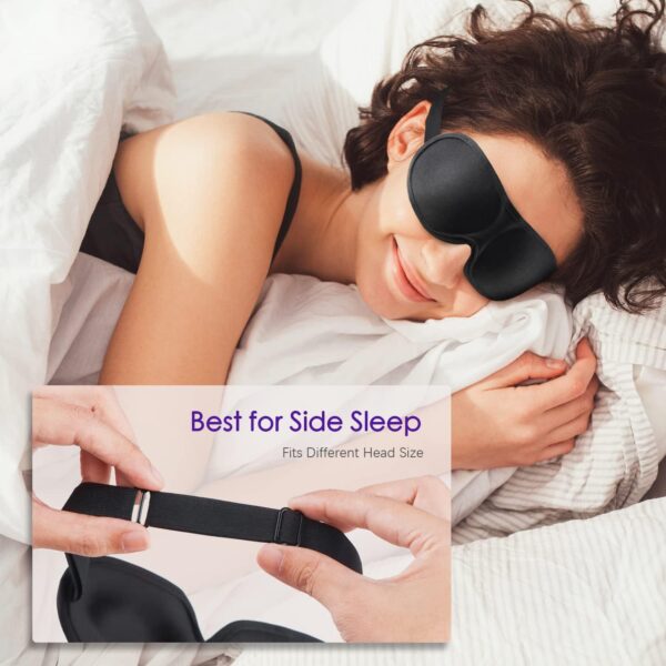 SLIJAR 3D Schlafmaske für frauen herren,Ultradünnes design,Verstellbar Gummiband,Sleeping mask schwarz,Lichtblockierend und atmungsaktiv,Reise gadgets,schlafbrille für Reise,Yoga,Seitenschläfer – Bild 4
