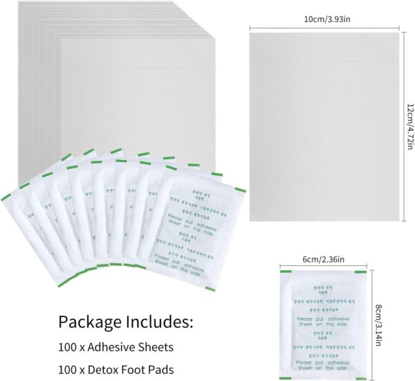 Detox Pflaster Fuß, 100 PCS Detox Fußpflaster entgiftungspflaster füße zum Entfernen von Körpergiften Schmerzlinderung Gesundheitspflege Fußpflege-Pads (Grün) – Bild 6