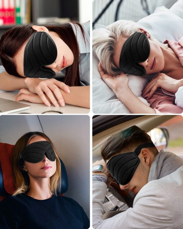 Schlafmaske für Frauen Herren, Umisleep 3D Konturierte Augenmaske, Superweich und Bequem, 100% Licht Blockierende Schlafbrille Augenbinde für Reisen, Schlaf, Schlaflosigkeit, Migräne (A-Schwarz) – Bild 7