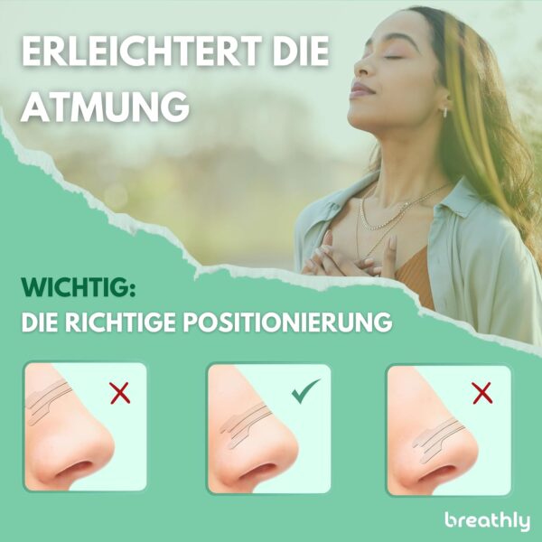 breathly Nasenpflaster Transparent | Extra starker Halt | 90x Nose Strips | Gegen Schnarchen - verbessert die Schlafqualität | Für bessere Atmung bei verstopfter Nase | Premium Nasenstrips – Bild 5