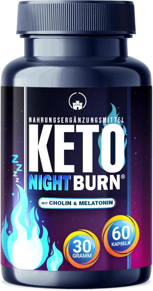 NEU: Saint Nutrition® KETO NIGHT BURN - Appetitzügler mit Melatonin 0,5 mg und Cholin für die Nacht – Stoffwechsel Rezeptur extrem, schnell & endlich - verbesserte Formel für Frauen & Männer