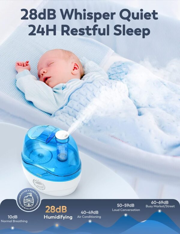 Luftbefeuchter, 2.2L Luftbefeuchter Schlafzimmer mit 360°Drehbare Düse, 28dB Leise, Auto Abschaltung und bis zu 24 Stunden, Leicht zu Reinigender, Humidifier für für ein Zimmer, Kinderzimmer Pflanzen – Bild 4