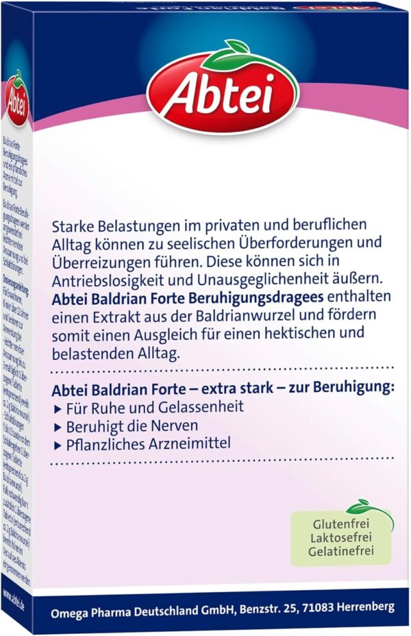 Abtei Baldrian Forte - pflanzlich, aus der Baldrianwurzel - zur Beruhigung und bei Schlafstörungen - ohne Gewöhnungseffekt - 30 Dragees – Bild 5