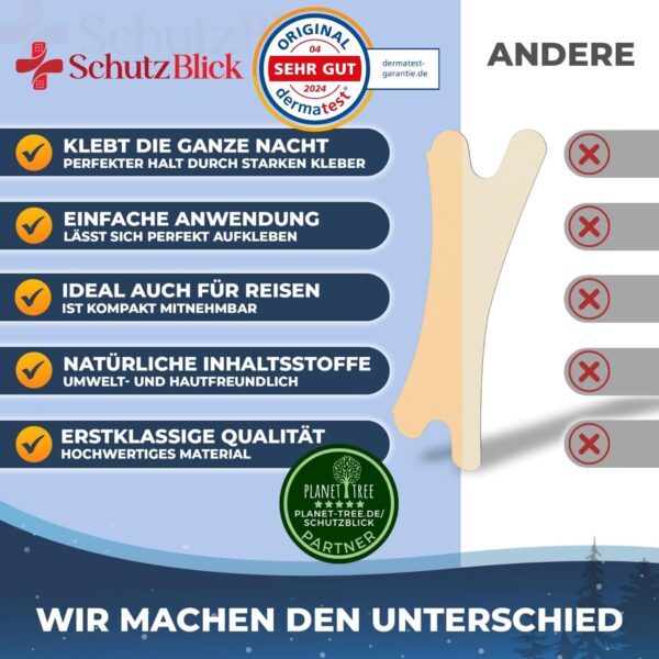 Schutzblick® Nasenpflaster Schnarchen - 60er Set Nasen Stripes zum Schlafen - Effektive Nasen Strips für besseres Atmen - Nose Strips für besseren Schlafkomfort - Nasenpflaster besser atmen – Bild 6