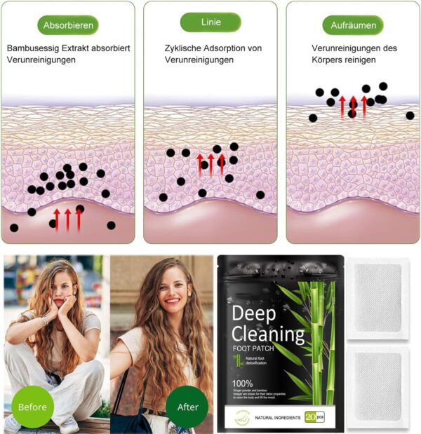 HonLena 30 Stück Detox Fußpflaster Entgiftung,Entgiftungspflaster Füße,100% natürliche Fußpads Deep Cleansing Foot Pads,Fusspflaster zur Entgiftung Detox Pflaster Original,Stressabbau und Entfernung – Bild 2