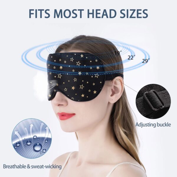 townssilk 100% Seiden-Schlafmaske mit verstellbaren Bändern, bequeme und super weiche Augenmaske ultimative Schlafhilfe, Augenbinde goldener Stern – Bild 4