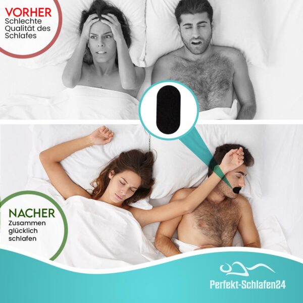 Perfekt-Schlafen24® 30x Starke Nasenpflaster gegen Schnarchen - 66x19mm - Besser schlafen ohne schnarchen & besser atmen für Sport (Schwarz) – Bild 3