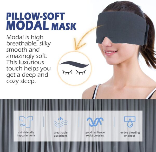 Mavogel Schlafmaske – hautfreundliches Modalmaterial & lichtblockierende Schlafbrille für Zuhause/Flug/Schichtarbeit. 100% handgefertigt Augenmaske, volle Augenabdeckungen für Frauen / Herren – Bild 2