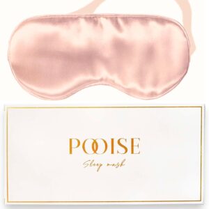 POOISE Schlafmaske - weiches Satin - vegane Seide - Anti Aging & anti Schlaffalten - Verstellbares Band - 100% Lichtblockierung - Reise Augenmaske - Geschenkidee für Frauen (Rosa)