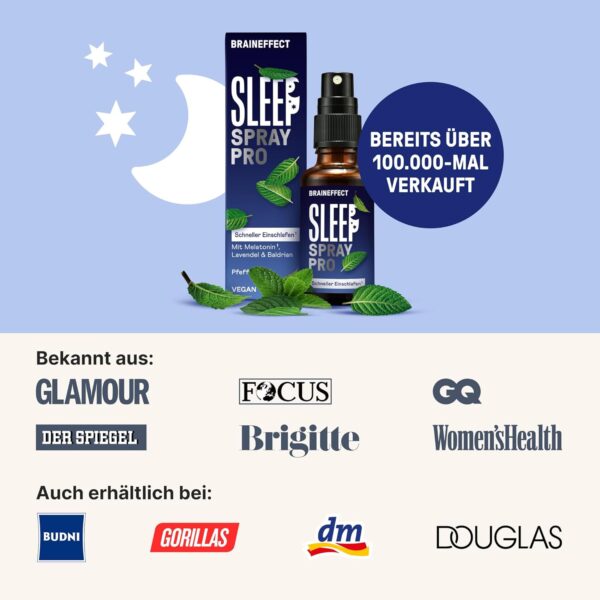 BRAINEFFECT Sleep Spray PRO - Das Ultimative Einschlafspray - 3 Mal schneller als andere Sprays - mit Revolutionärer TINYsphere® Technologie - Hochdosiertes Melatonin Spray - 7 Monatsvorrat – Bild 7