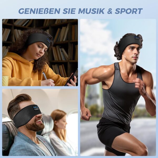 LC-dolida Schlafkopfhörer Bluetooth 5.4, Schlaf Stirnband Kopfhörer Headband Schlafmaske, Sportskopfhörer Musik schlafen Stirnband für Sport Training, Joggen, Yoga, Reisen – Bild 7