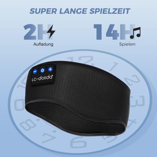 LC-dolida Schlafkopfhörer Bluetooth 5.4, Schlaf Stirnband Kopfhörer Headband Schlafmaske, Sportskopfhörer Musik schlafen Stirnband für Sport Training, Joggen, Yoga, Reisen – Bild 5