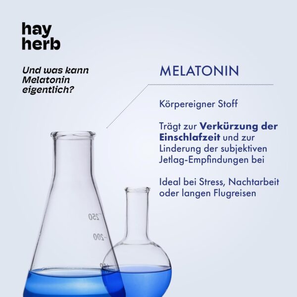 Melatonin Spray von Hay Herb | Schnell & Effizient durch Nano-Technologie | 30ml für über 7 Monate - ohne Gewöhneffekt und natürlich alkoholfrei | Schnell einschlafen, gut durchschlafen – Bild 5