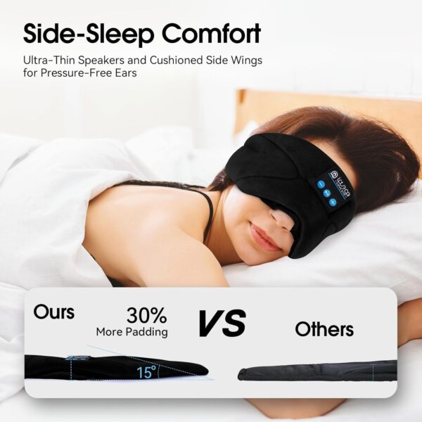 Schlafmaske, Seitenschläfer, Schlafmaske mit Kopfhörer Bluetooth, 100% Lichtundurchlässige Augenmaske für Reisen, Nickerchen, Yoga, Meditation für Frauen Herren – Bild 6