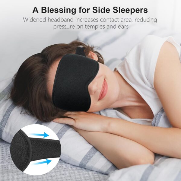 Gritin 3D Schlafmaske für Seitenschläfer, Upgrade Atmungsaktive Schlafbrille mit Verstellbar Gummiband, 100% Lichtblockierend, Bequem & Ergonomisch Augenmaske für Männer und Frauen, 2 Paar Ohrstöpseln – Bild 5