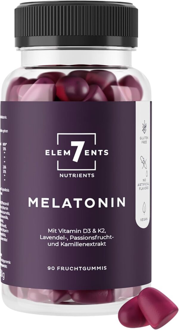 Melatonin Gummies zuckerfrei vegan mit Baldrian, Kamille, Lavendel & Passionsblume | Melatoningummies hochdosiert Schlaf Einschlafen Vitamingums Fruchtgummi Frucht Gummi Gummibärchen Vitamingummi Gum