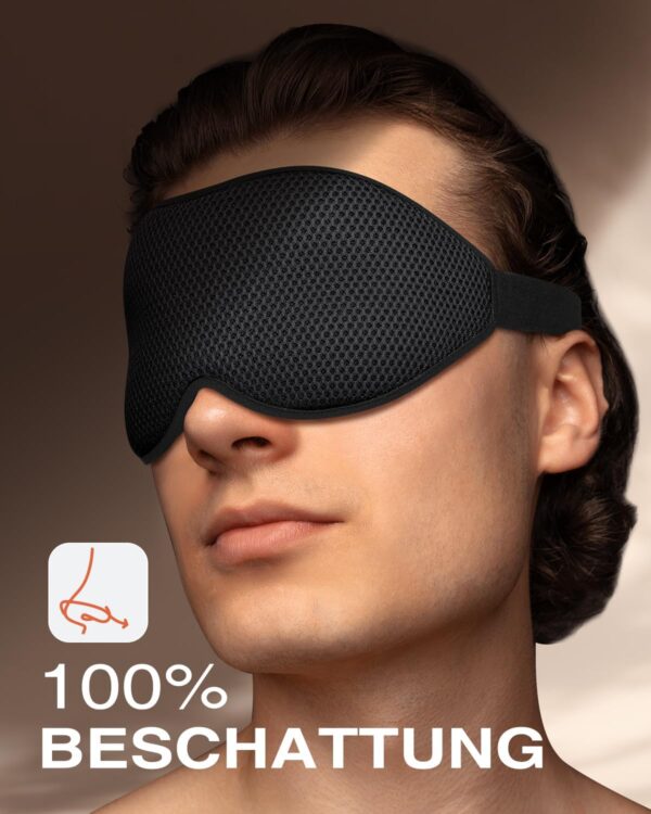 OnaEz Seitliche Schlafmaske für Männer und Frauen, Modified 3D Mesh, Atmungsaktive Komfort-Augenmaske, 13mm Augenhöhlen, Nasenpads, 100% lichtblockierende Schlafbrille,für Reisen und Yoga – Bild 2