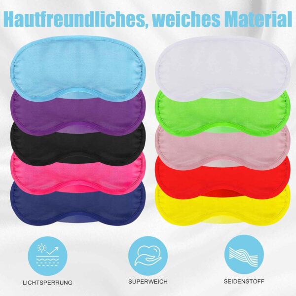 Kinmsito 100 Stück Schlafmaske,Augenmaske Schlafmasken,Weiche Schlafmaske,Lichtblockierende Augenbinde Schlafen mit Verstellbarem Riemen,Augenabdeckung für Damen Herren Schlaf Reise(10 Farben) – Bild 3