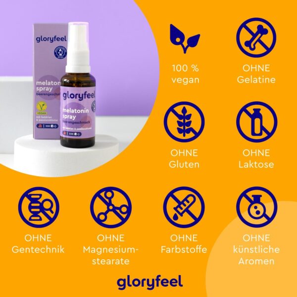 Melatonin Spray Beere - Premium: 5-fach höher dosiert* für 220 Tage + Passionsblume, Baldrian, Melisse, Lavendel, Vitamin B6 & B1 - Sleep Spray ohne Alkohol, Zuckerfrei und Vegan – Bild 4